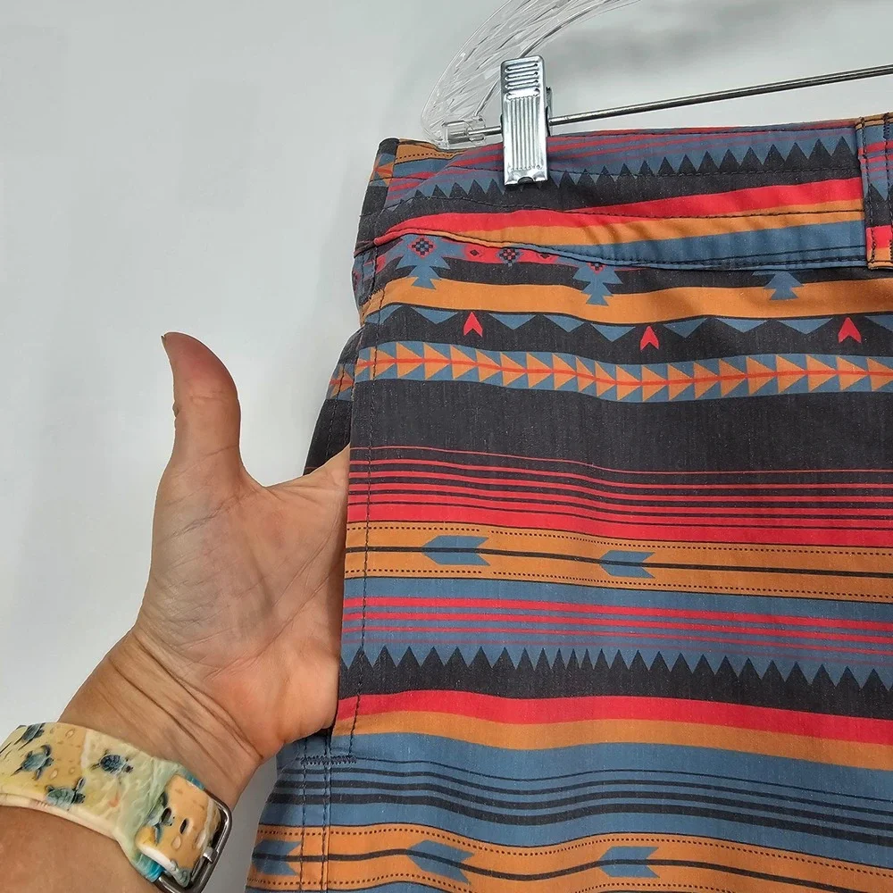 Faherty Board Shorts 36‎ Gray Orange Southwestern Aztec Surf Beachwear Poolside